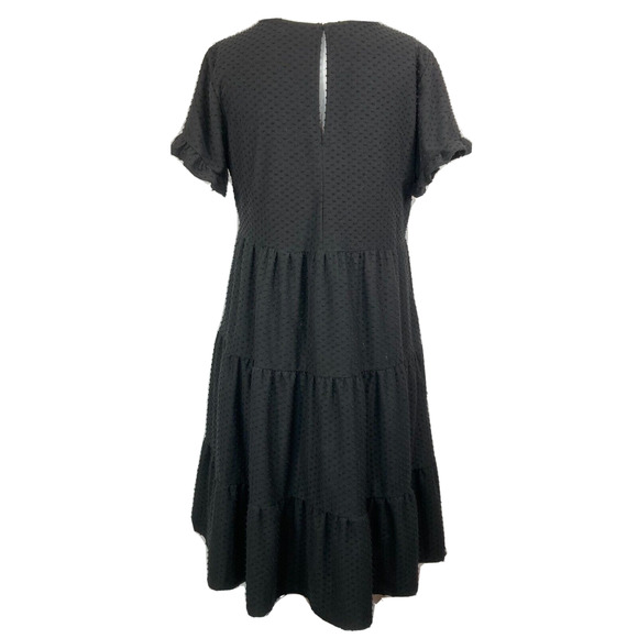Sugar Lips Dress Womens Sz S Black Roam Around Swiss‎ Dot Tiered A Line Pockets - Picture 3 of 12